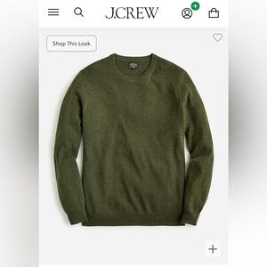 J Crew men’s crew neck cashmere sweater deep green size medium